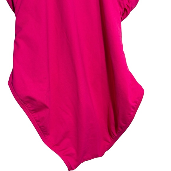 LAUREN Ralph Lauren | Fuchsia Swimsuit with Gold Square Ring Accent size 8 NEW - Picture 9 of 15